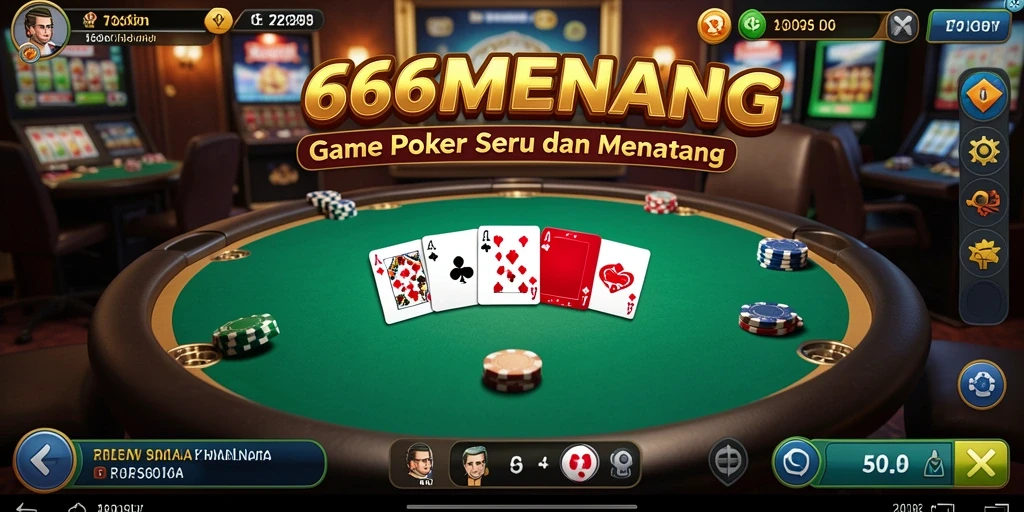 Tampilan gameplay seru di 666MENANG dengan pemain yang berkompetisi dalam Poker.