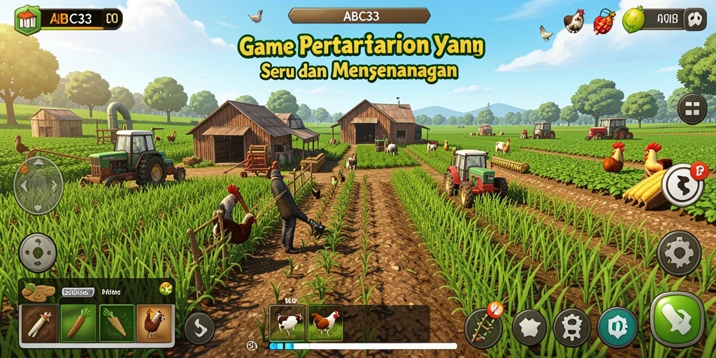 Tampilan gameplay <strong>ABC33</strong> yang menampilkan pertanian yang indah.