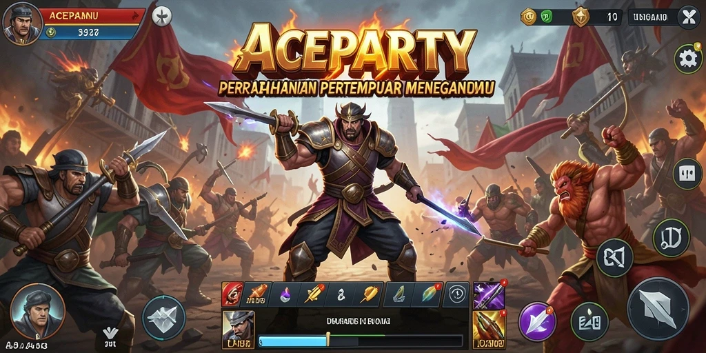 Tampilan action-packed dari gameplay Tower Defense di ACEPARTY.