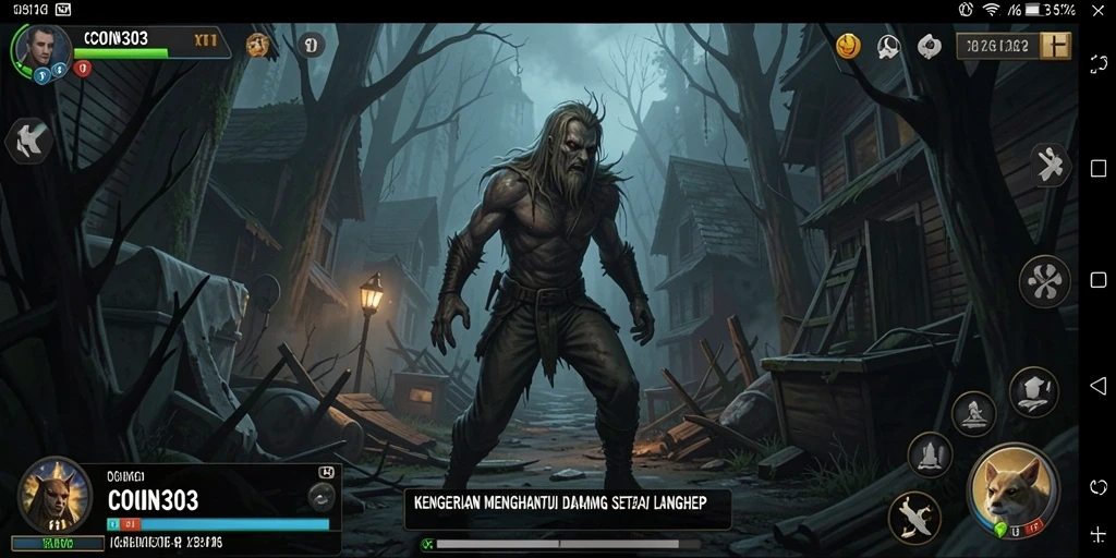 Screenshot utama COIN303 menampilkan suasana seram yang mendebarkan.
