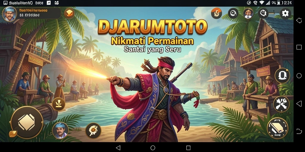 Tampilan gameplay DJARUMTOTO yang ceria dan penuh warna.