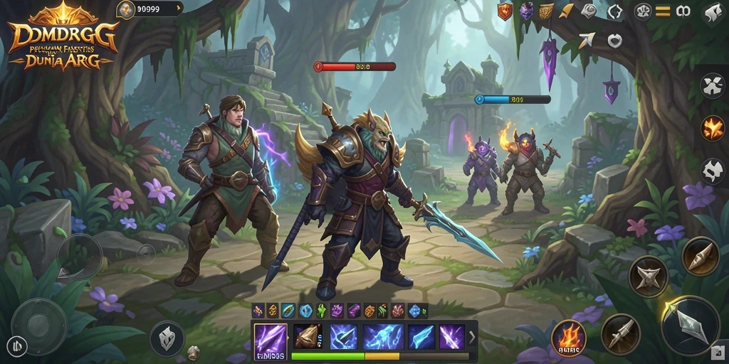 Tangkapan layar DMD999 menampilkan aksi pertarungan seru di dunia RPG.