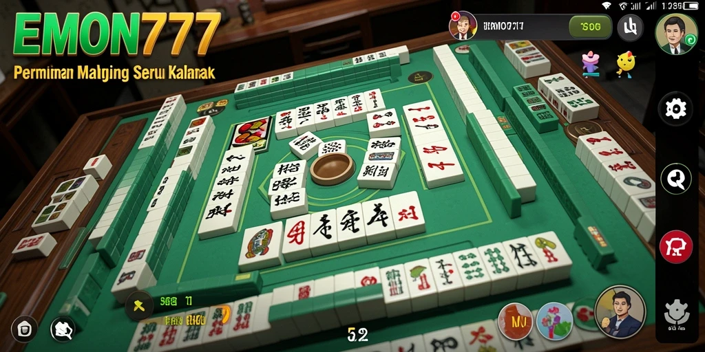 Screenshot gameplay EMON777 menampilkan sesi permainan Mahjong yang seru dan mendebarkan.