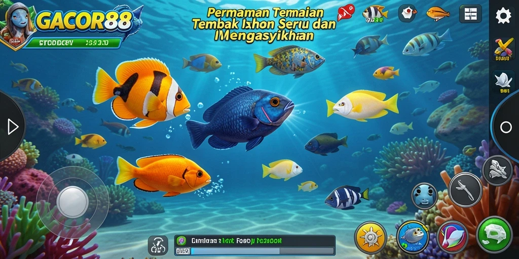 Tampilan gameplay GACOR88 saat menembak ikan.