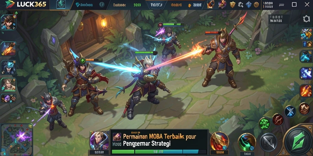 Screenshot LUCK365 menampilkan aksi seru dalam pertempuran MOBA.