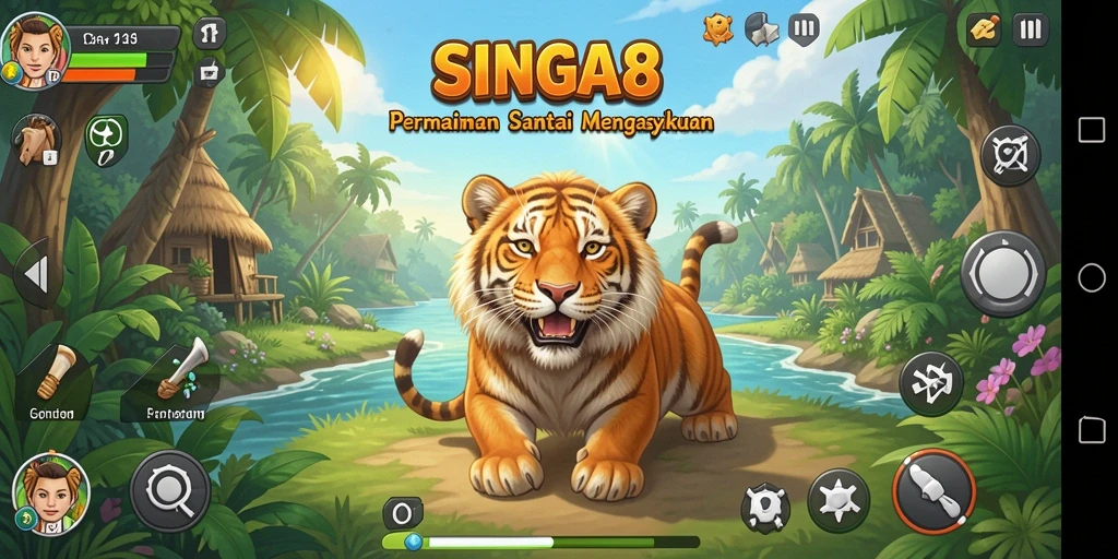 Tampilan menarik SINGA8 menampilkan gameplay yang menghibur dan penuh warna.