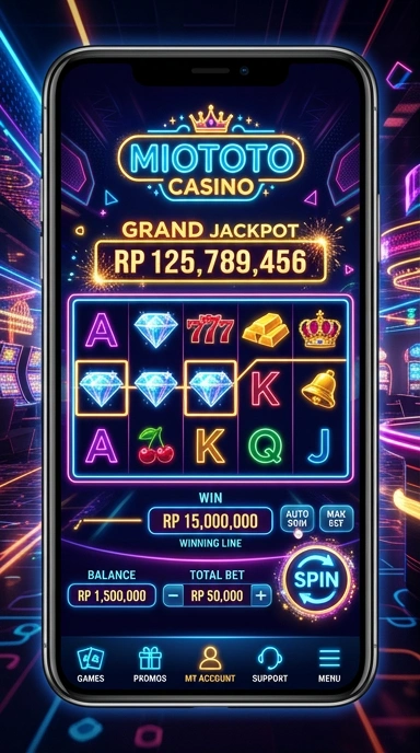 Tampilan utama aplikasi miototo yang menarik dan mudah dipahami.